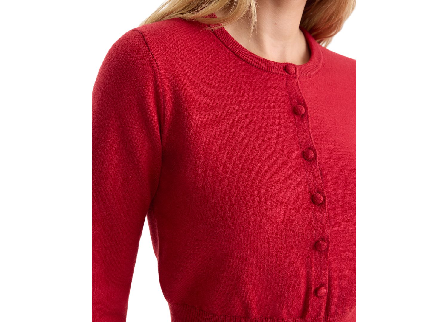 Women's Fine Knit Crewneck Cardigan