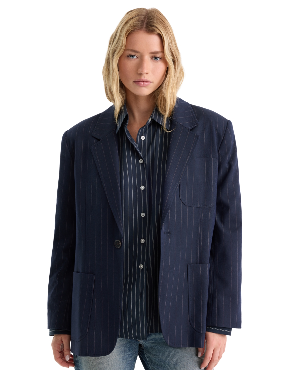 Good American Women's Notch-Lapel Button-Front Jacket