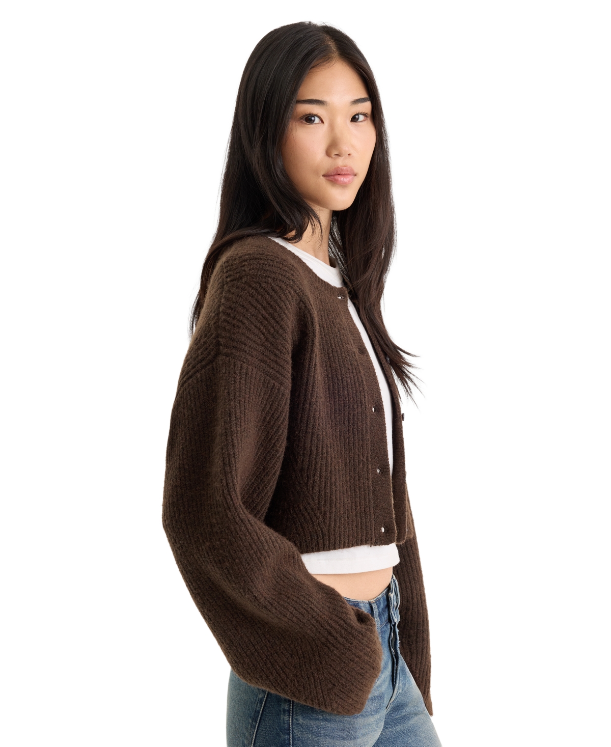 Good American Women's Crewneck Long-Sleeve Sweater