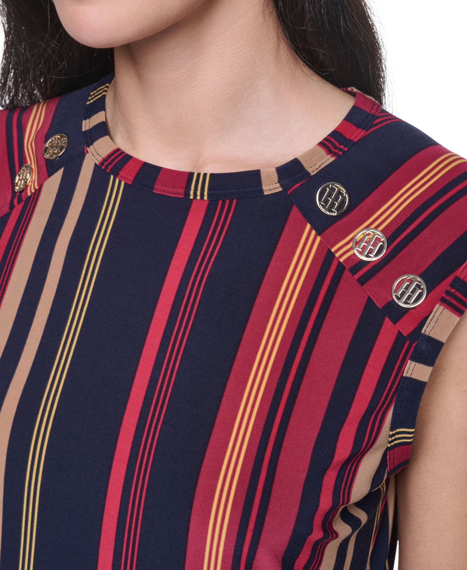Women's Striped Pull-On Crewneck Top