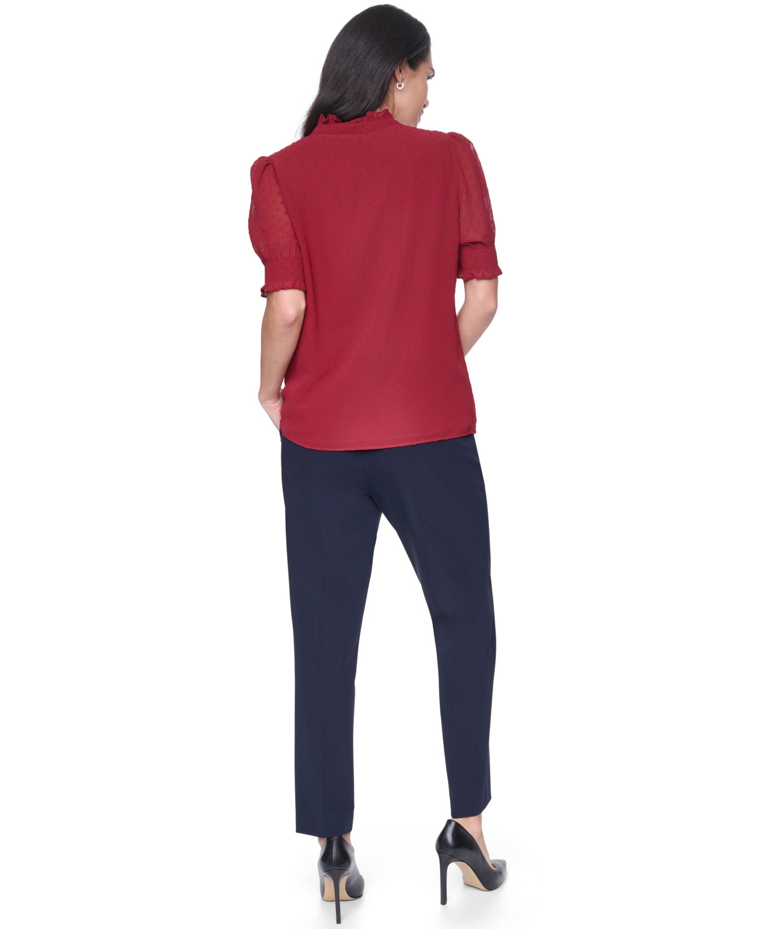 Women's Clip Dot Mock Neck Popover Top