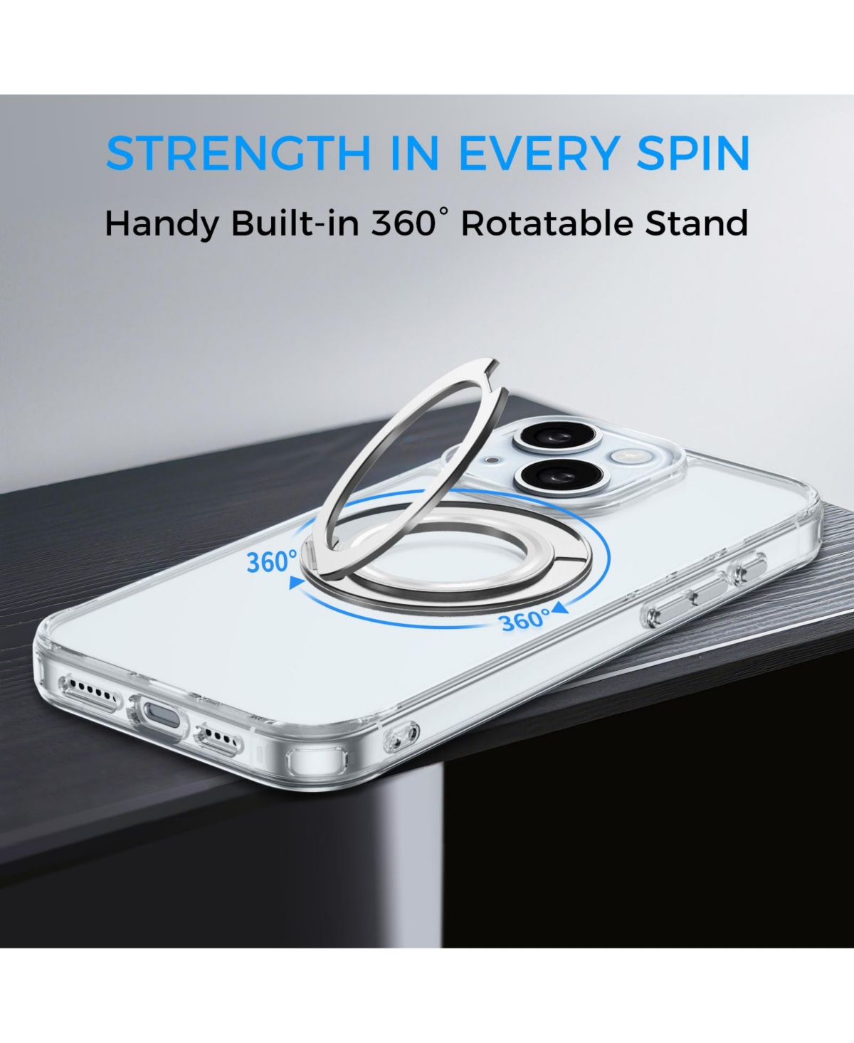 Alpha Digital iPhone 15 Series Case: Magnetic Ring Stand, Shockproof