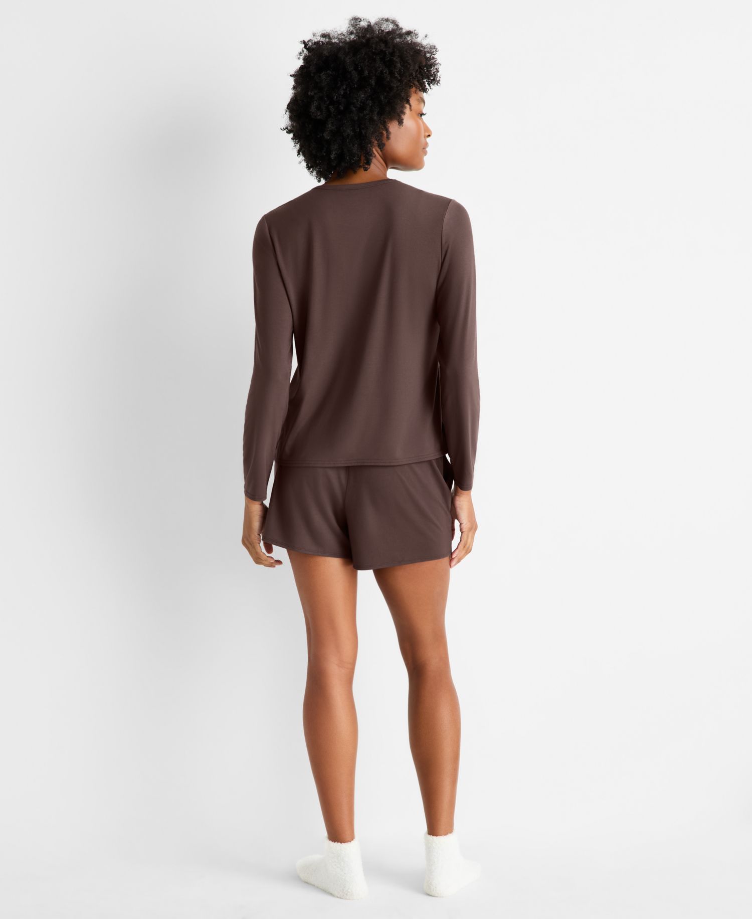 State of Day Women's Crewneck Long-Sleeve Short Pajama Set