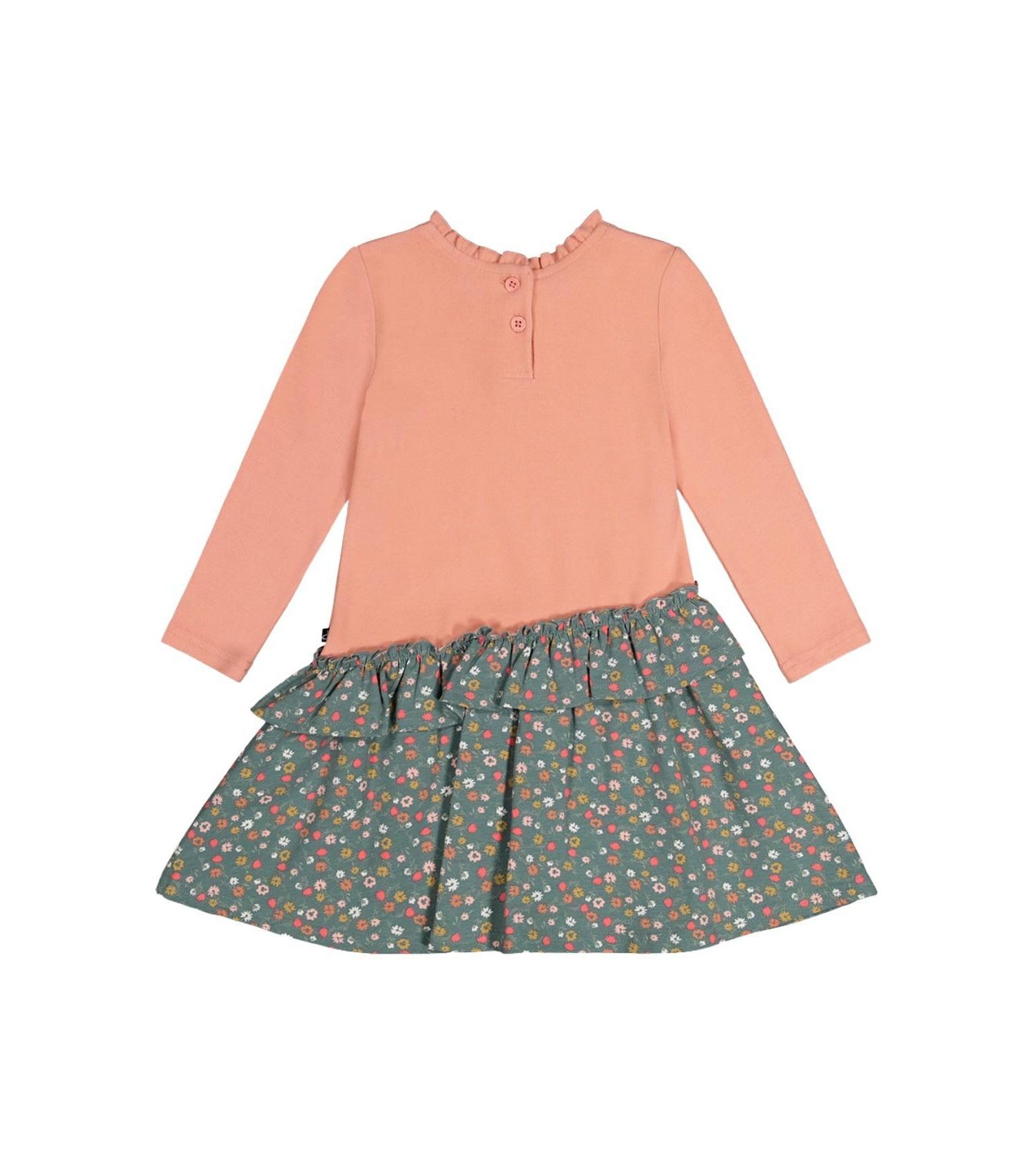 12M–24M Baby Girl Bi-Material Floral Print Dress