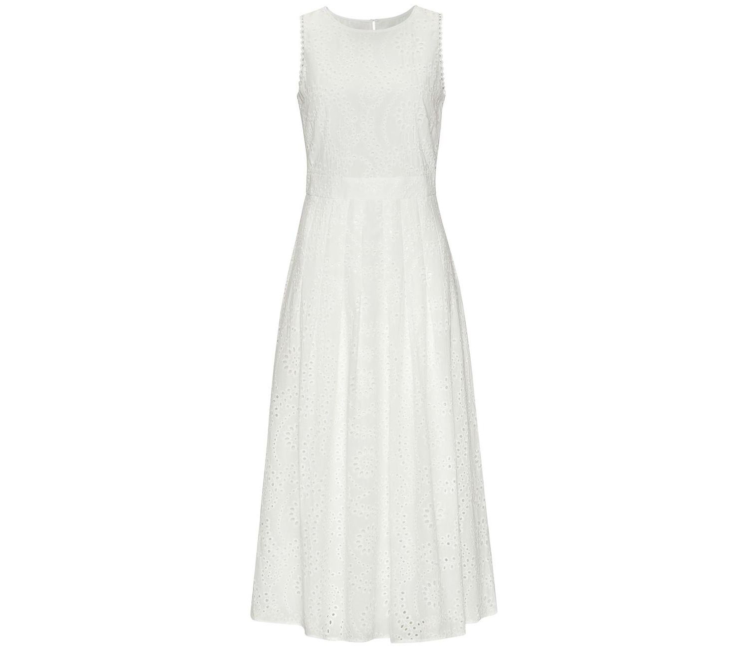 Women's Cotton Sleeveless Eyelet Crochet A-Line Maxi Dress