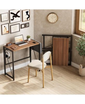 31.5" Folding Computer Desk – Home Office Desk with Storage Bag and Hook, Foldable Table for Gaming and Study in Small Spaces