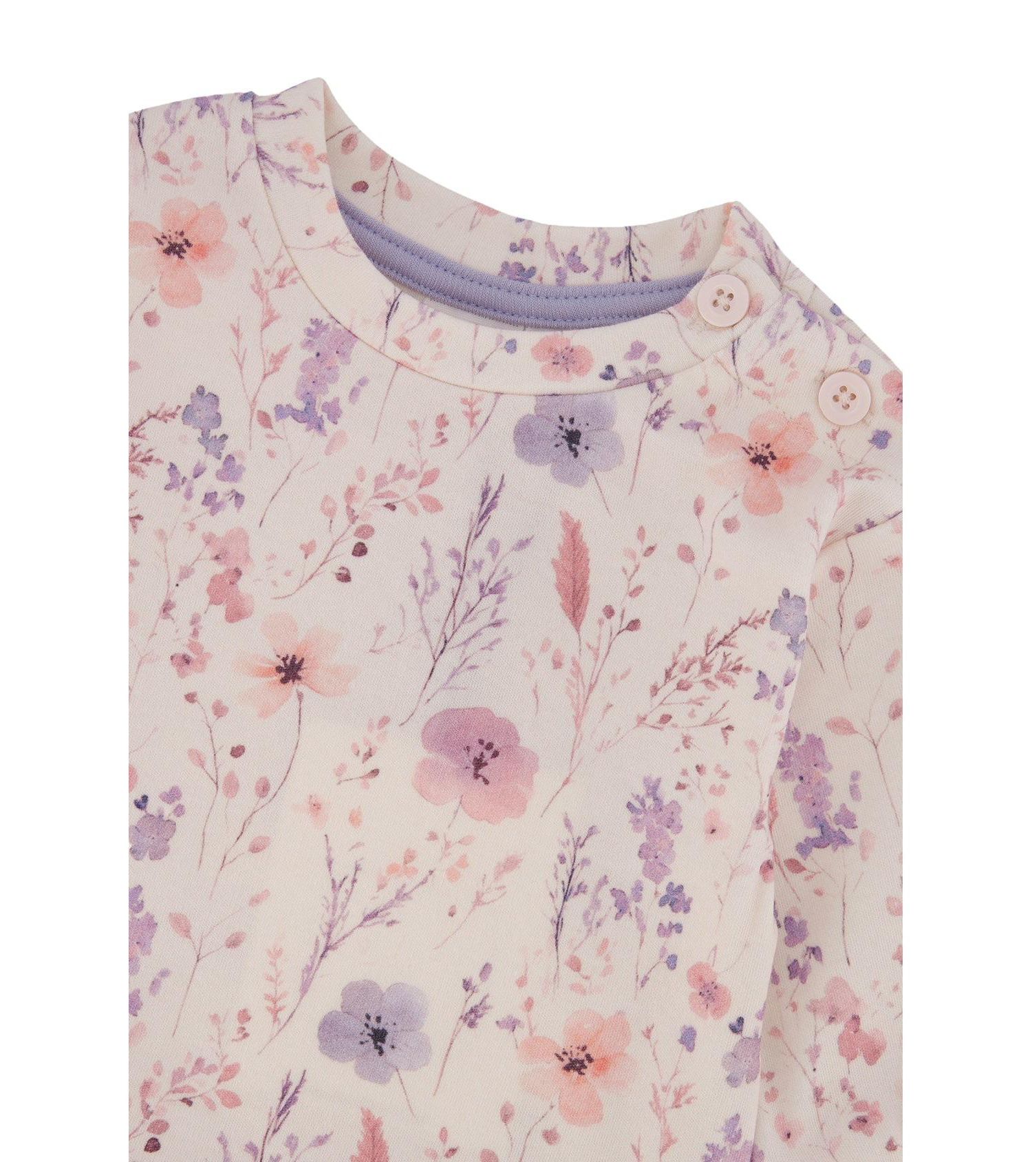 Baby Girls Cotton Pants and Top Set Printed Flowers