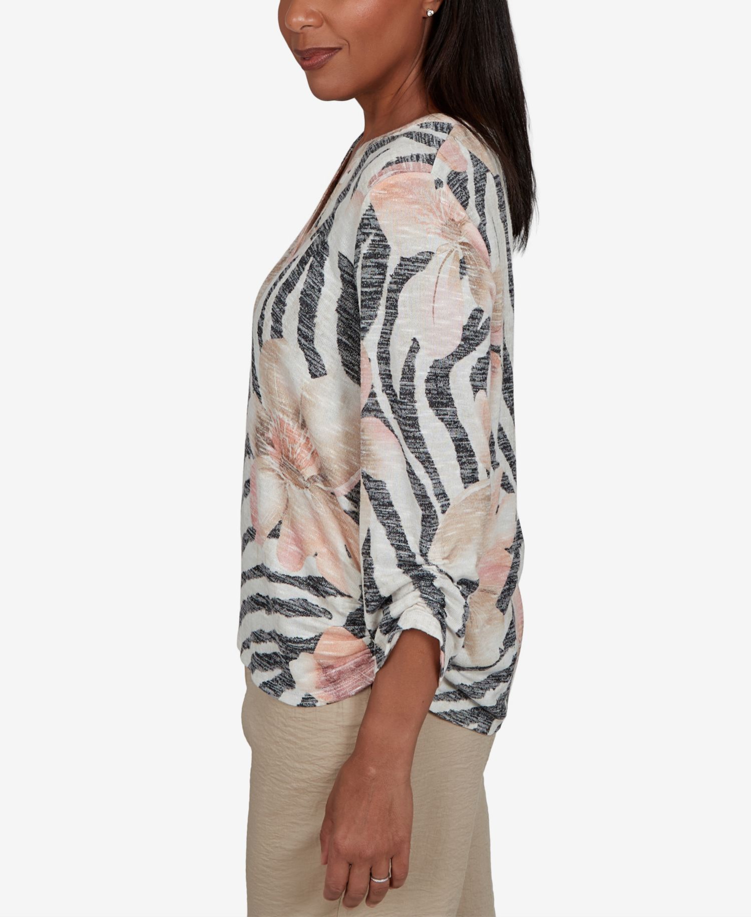 Women's Travel Advisory Animal Floral Henley Top
