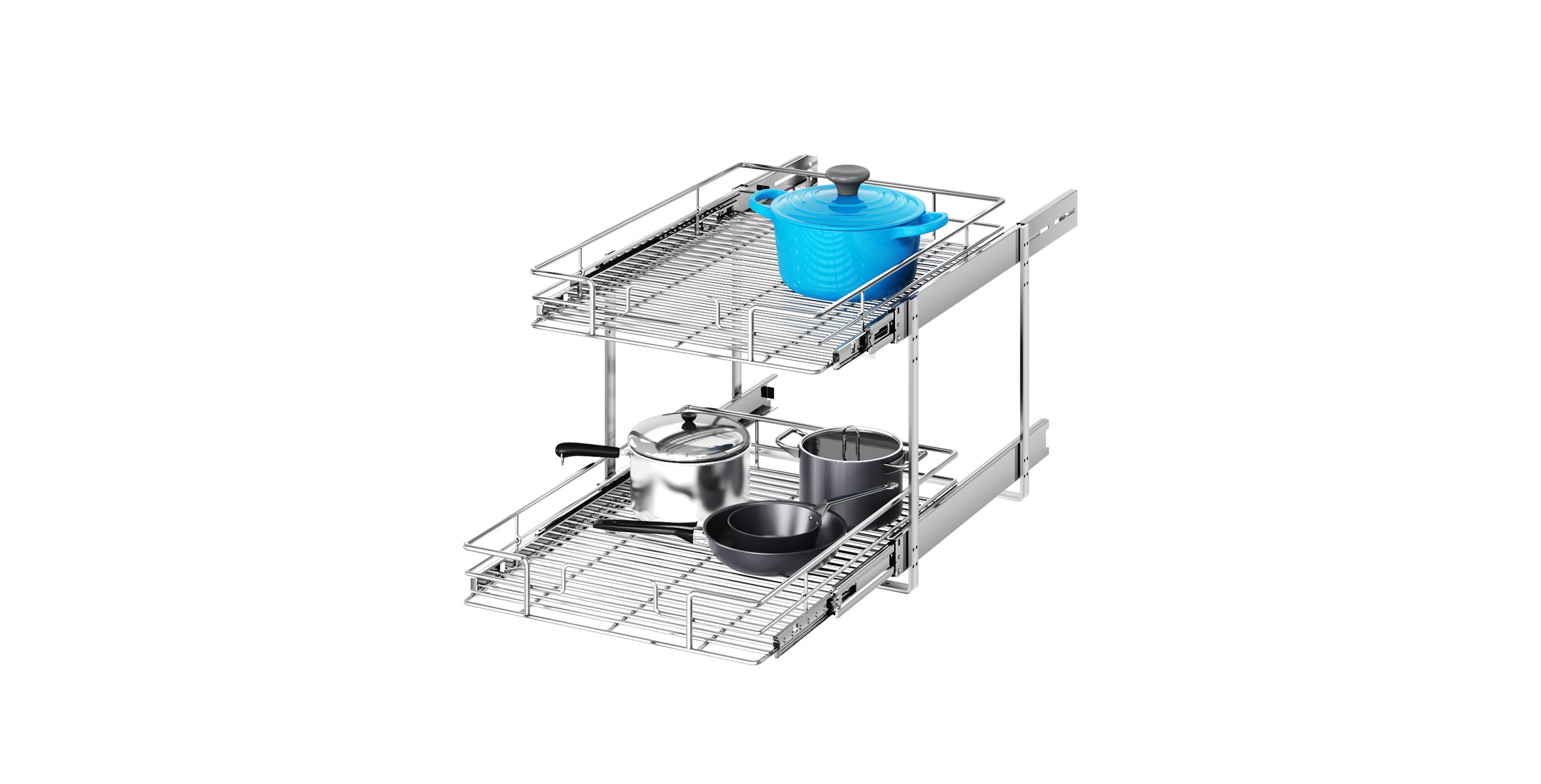Lovmor 2 Tier Individual Pull Out Cabinet Organizer Slide Kitchen Storage Sliding Shelves