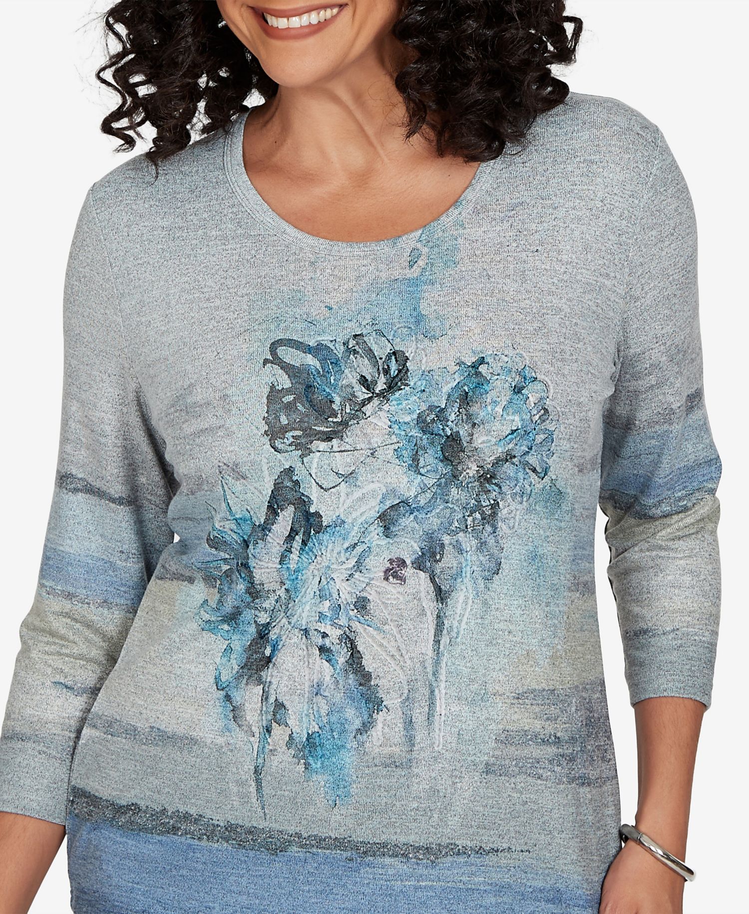 Women's Provence Chenille Painted Floral Lace Top