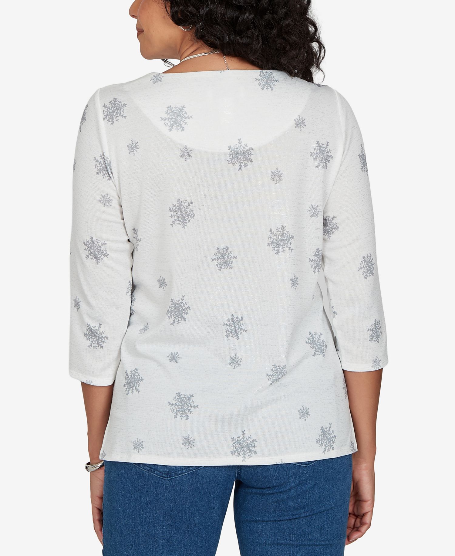 Women's Classic Shimmering Snowman Knit Top