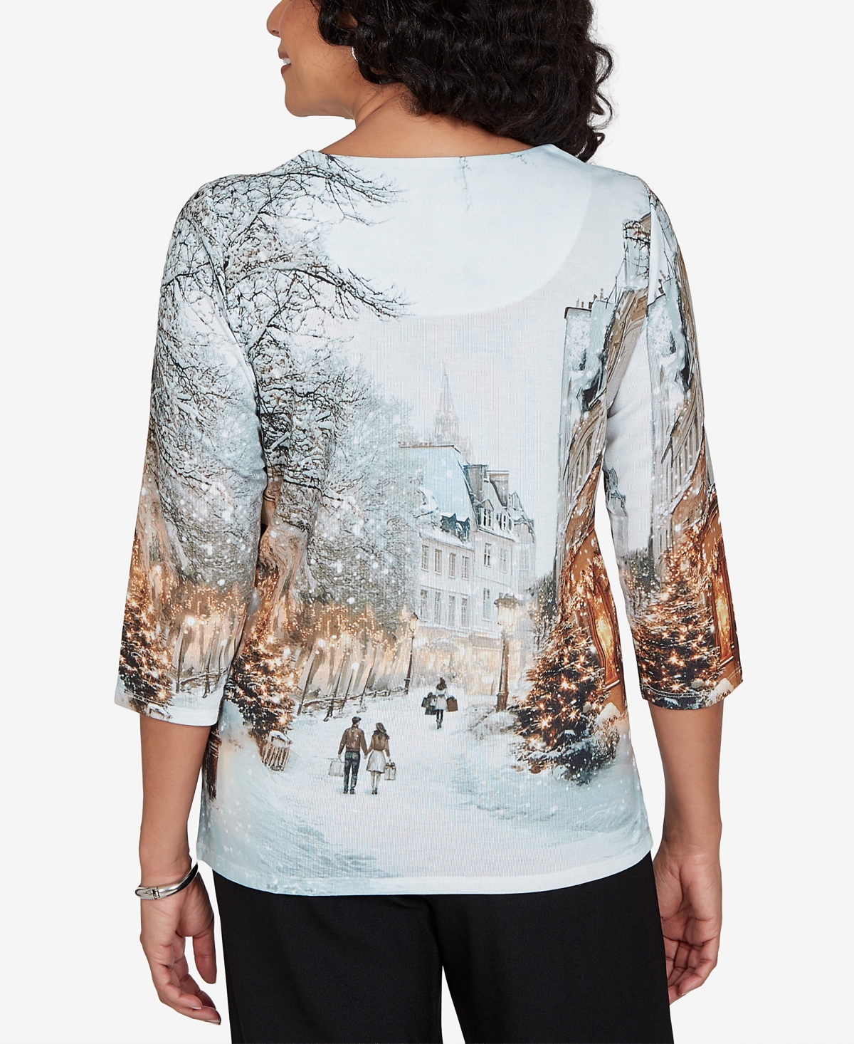 Alfred Dunner Women's Classic Christmas The City Knit Top