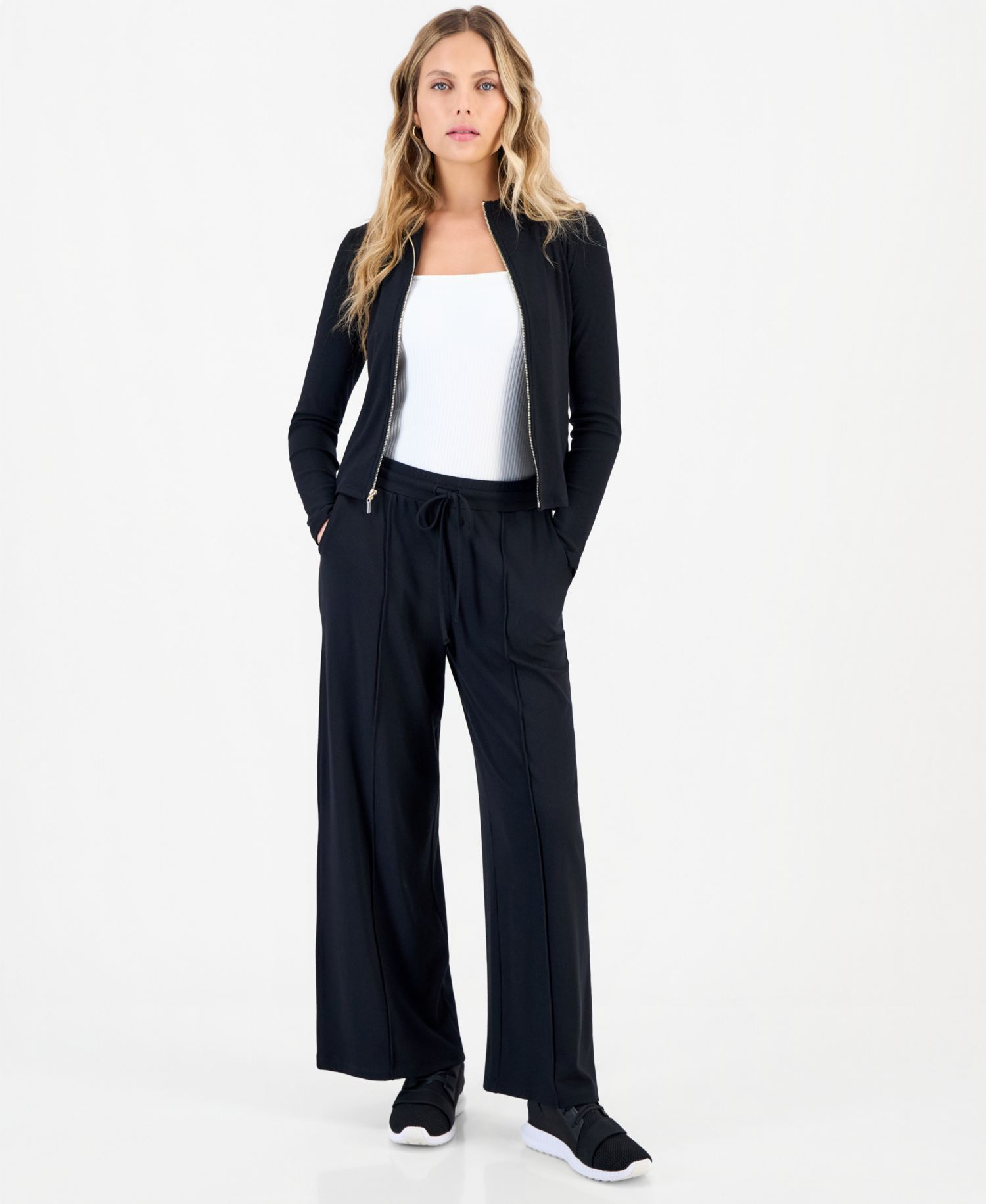 Petite Mock-Neck Zip-Front Top