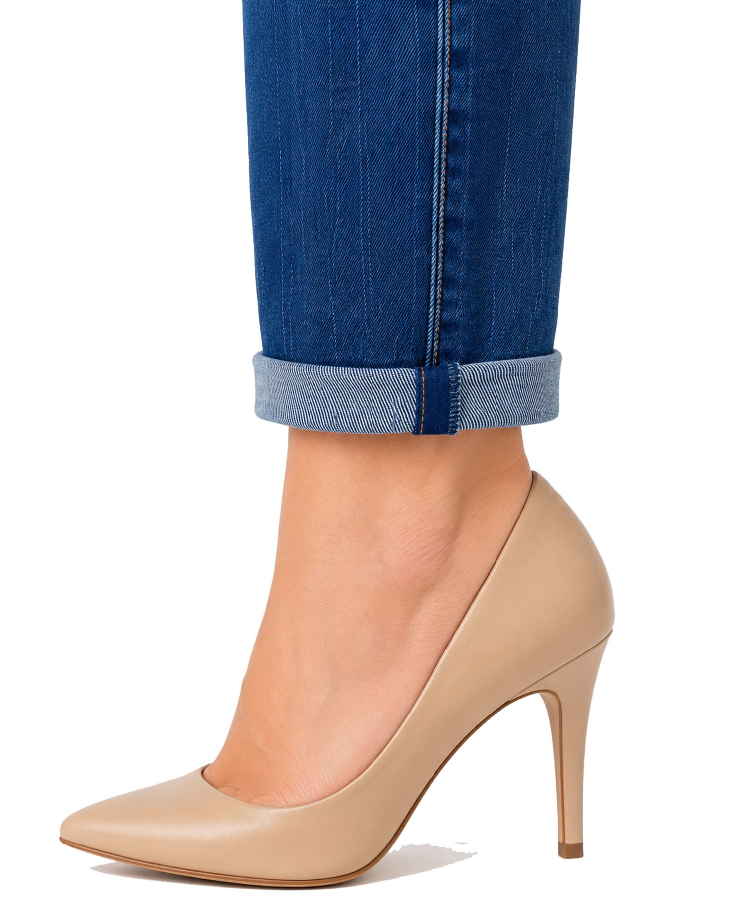 Women's Two Button Tummy Tuck High Rise Roll Cuff Skinny
