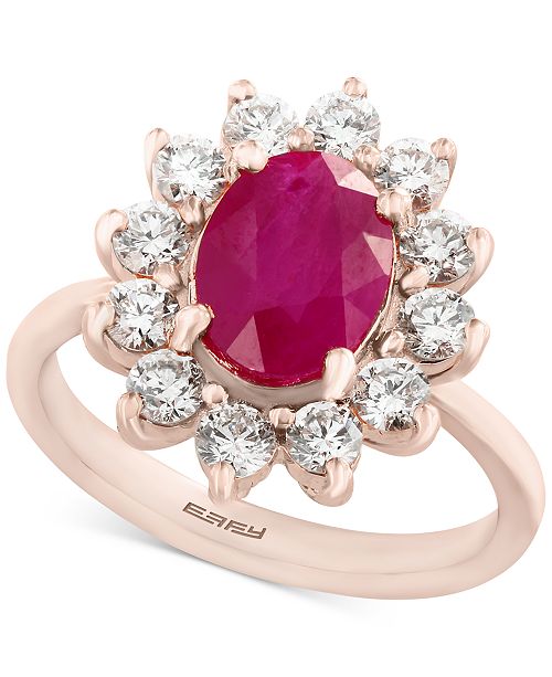 Effy Collection Amore By Effy Certified Ruby 1 9 10 Ct T W And Diamond 9 10 Ct T W Ring In 14k Rose Gold Created For Macy S Reviews Rings Jewelry Watches Macy S