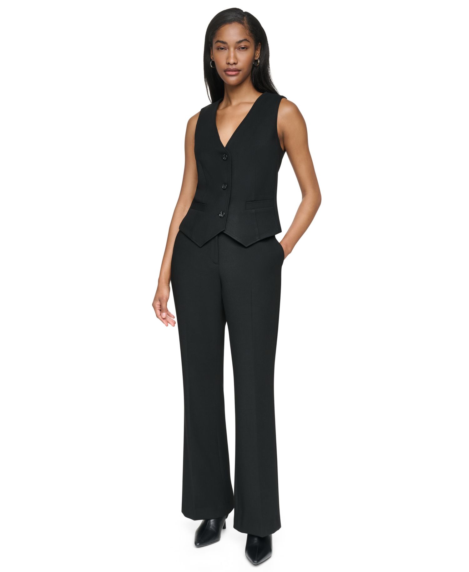 Women's Double Weave V-Neck Fitted Vest