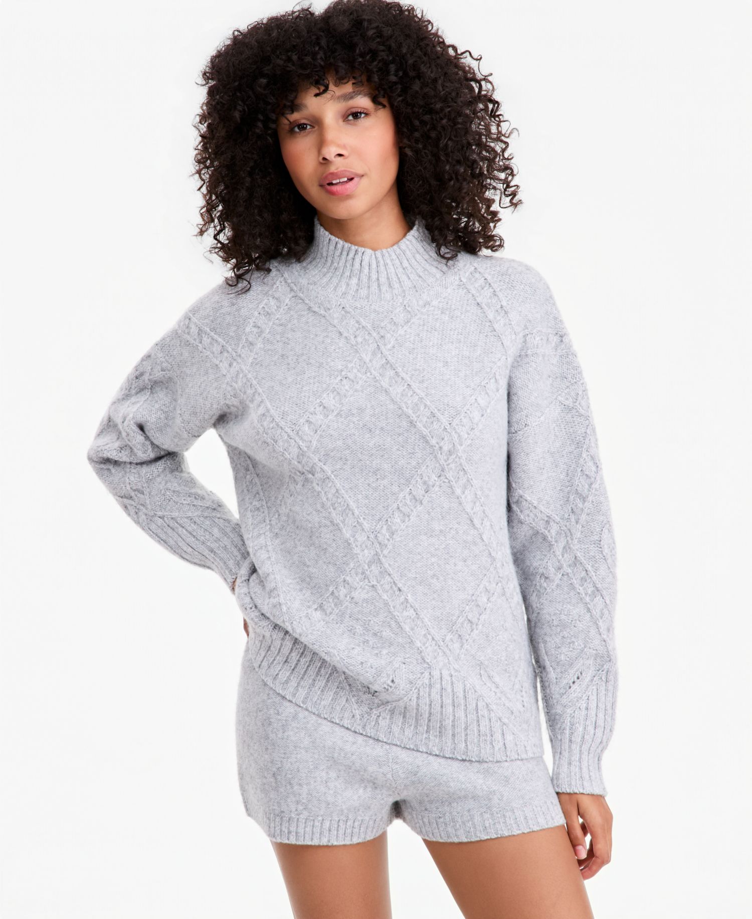 Women's Cable-Knit Mock Neck Sweater
