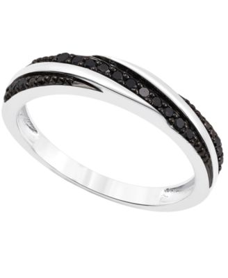 Black Diamond Twist Look Ring (1/6 ct. t.w.) in Sterling Silver