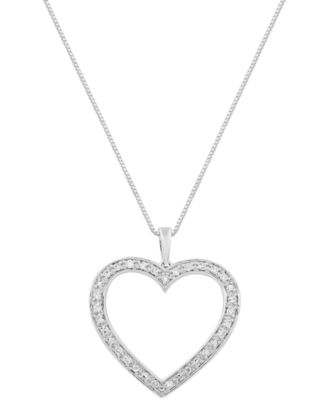 Diamond Heart 18" Pendant Necklace (1/4 ct. t.w.) in Sterling Silver