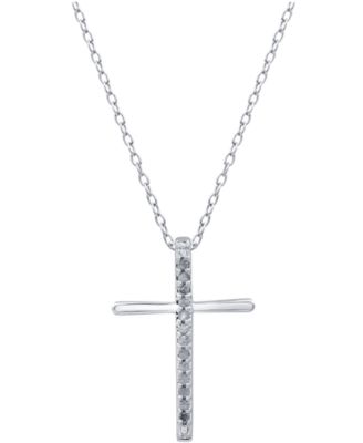 Diamond Cross 18" Pendant Necklace (1/10 ct. t.w.) in Sterling Silver or Sterling Silver & 14k Gold-Plate