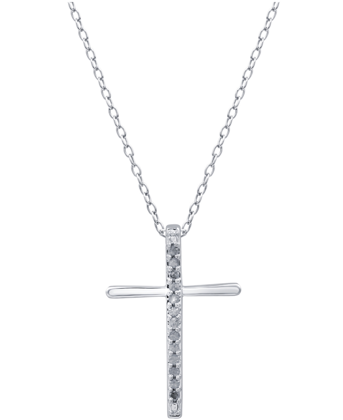 Diamond Cross 18" Pendant Necklace (1/10 ct. t.w.) in Sterling Silver or Sterling Silver & 14k Gold-Plate - Sterling Silver