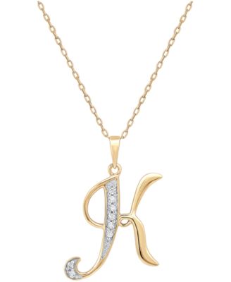 Diamond K Initial 18" Pendant Necklace (1/10 ct. t.w.) in Sterling Silver