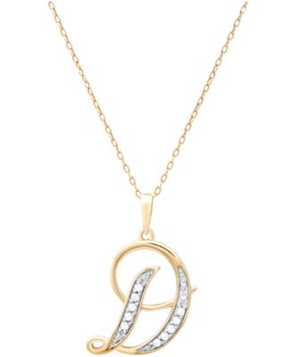 Diamond D Initial 18" Pendant Necklace (1/10 ct. t.w.) in Sterling Silver