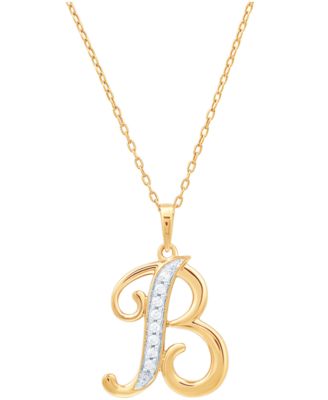 Diamond B Initial 18" Pendant Necklace (1/10 ct. t.w.) in Sterling Silver