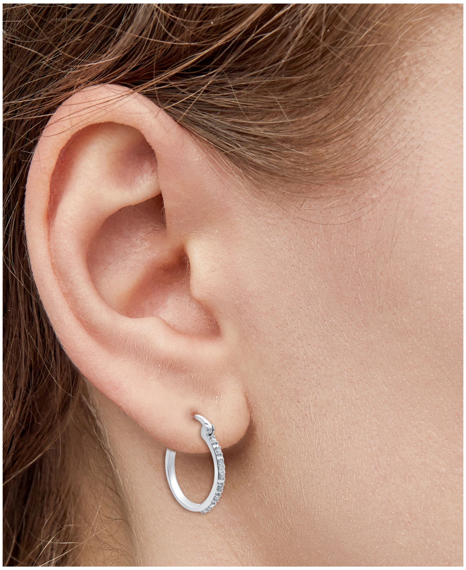 Diamond Hoop Earrings (1/10 ct. t.w.) in Sterling Silver