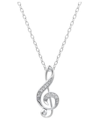 Diamond Pendant Necklace, Sterling Silver Diamond Music Note (1/10 ct. t.w.)