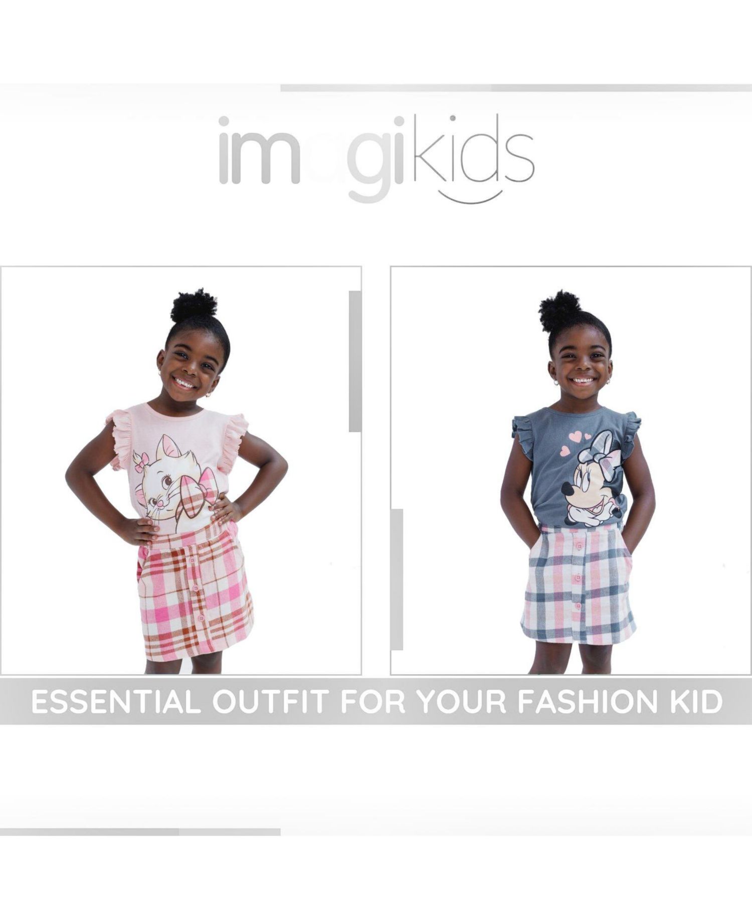 Marie Girls' (6-16) 2-Piece T-Shirt and Plaid Skirt Set