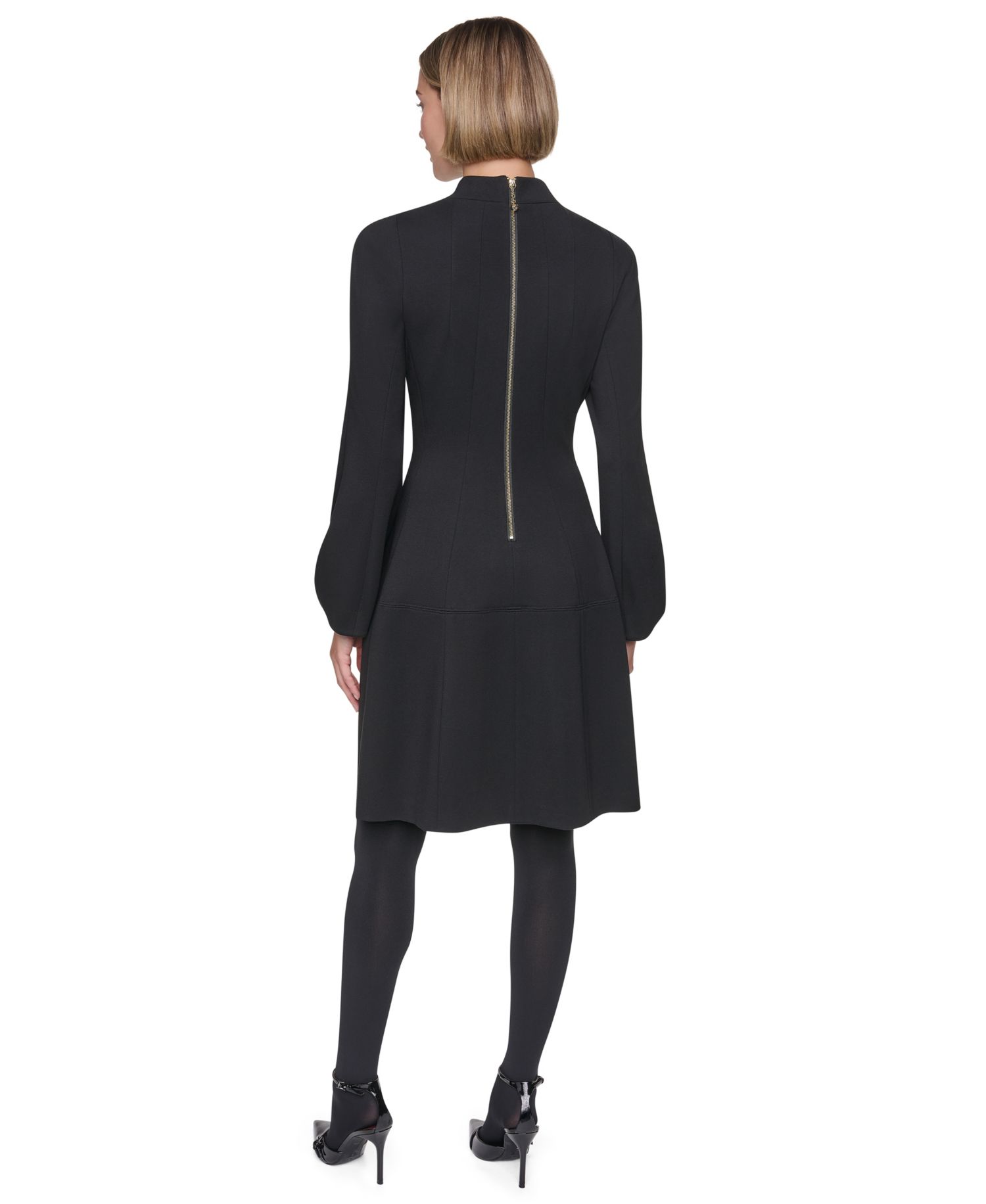 Women's Long-Sleeve Collared Domino Dress