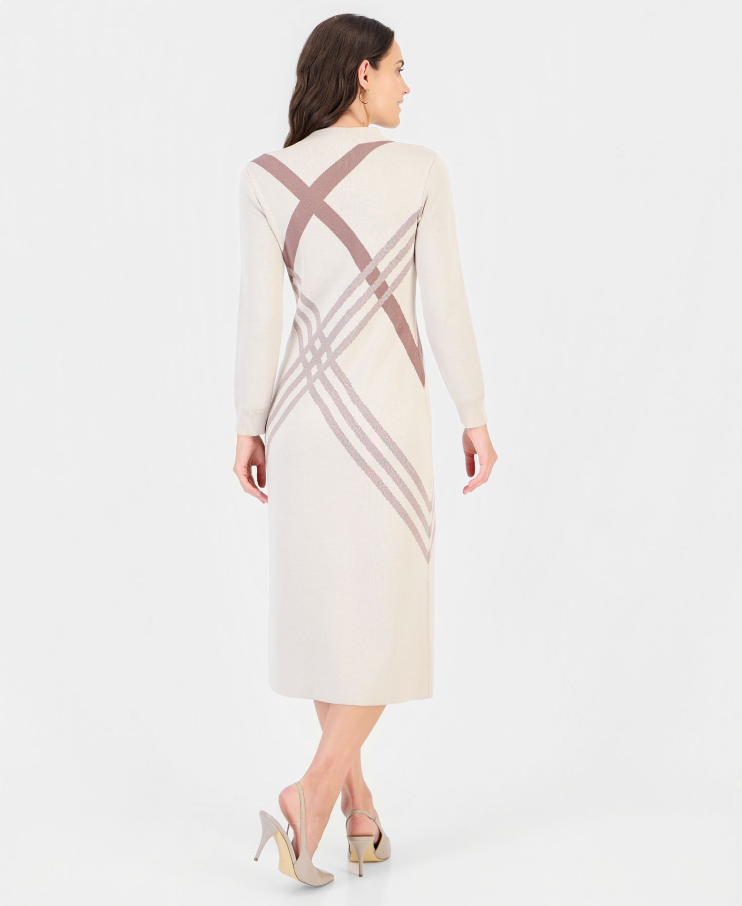 Plus Mock Neck Long-Sleeve Midi Dress