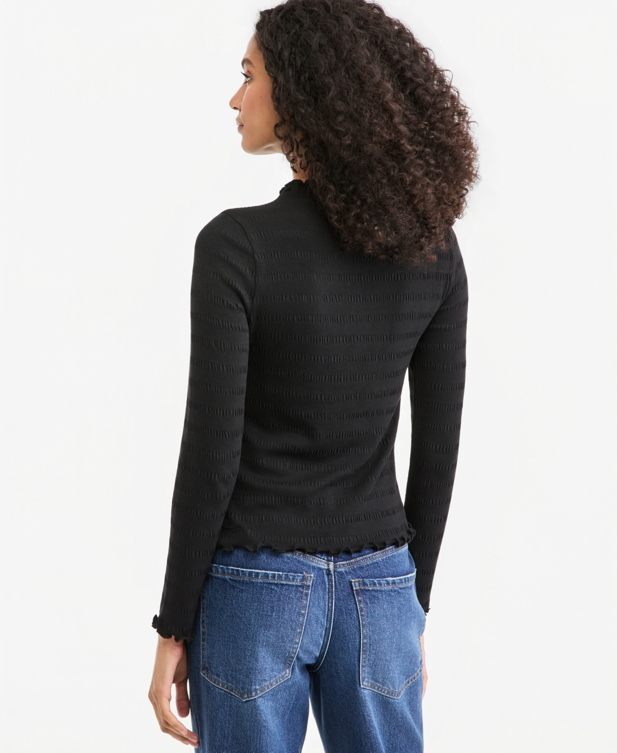 On 34th Women's Long-Sleeve Funnel Neck Puckered-Rib Top, Macy's Exclusive