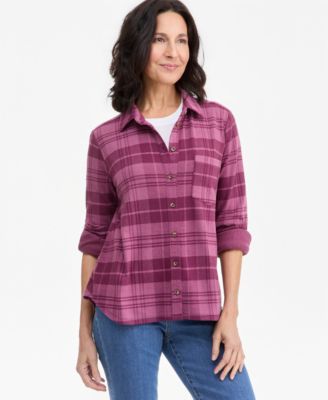 Women's Plaid Flannel Knit Shirt