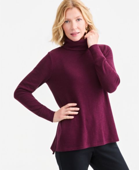 Женский топ Style & Co Long-Sleeve Thermal Turtleneck Top, цвет: Ягодный