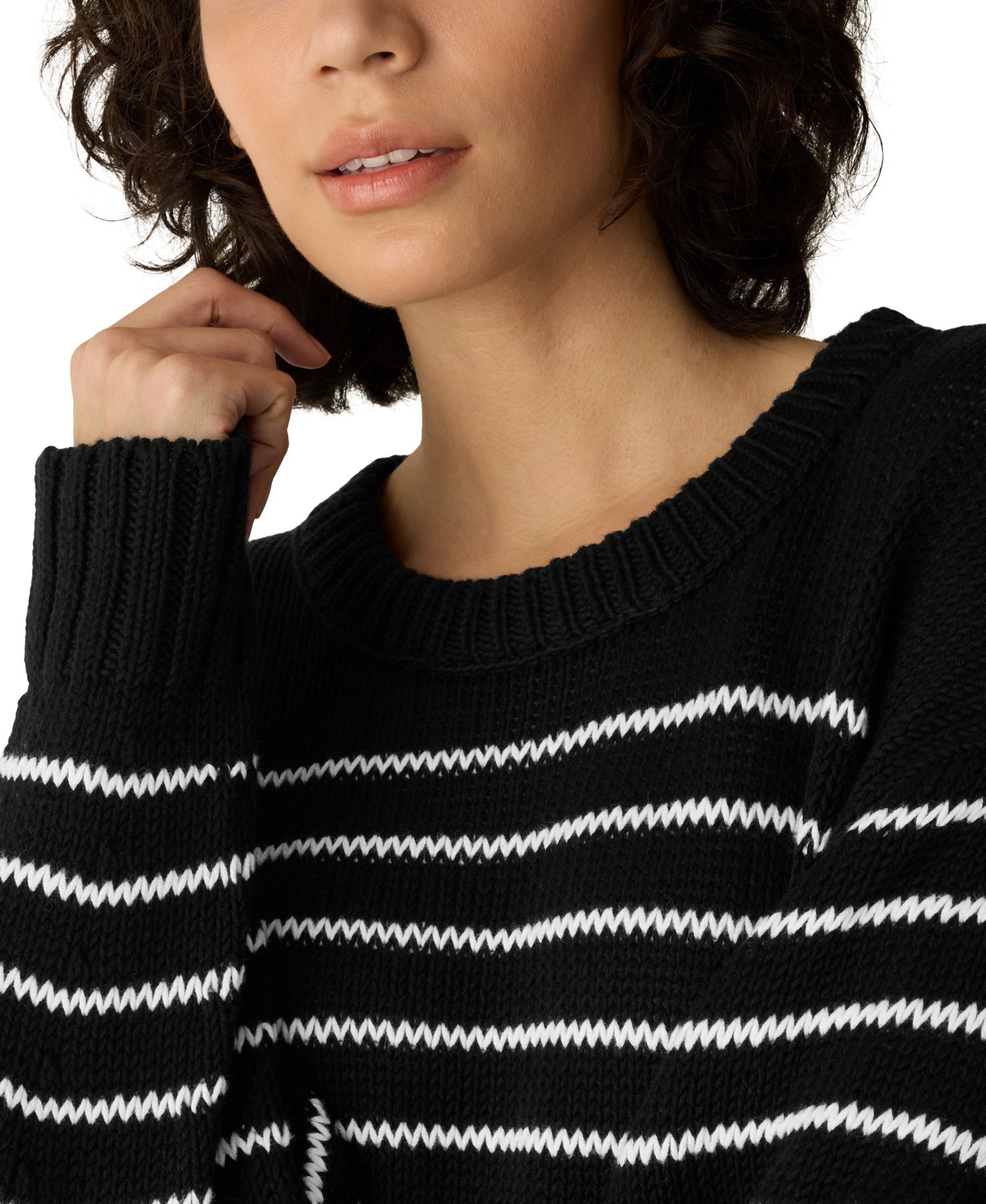 Women's Long-Sleeve Crewneck Stripe Sweater
