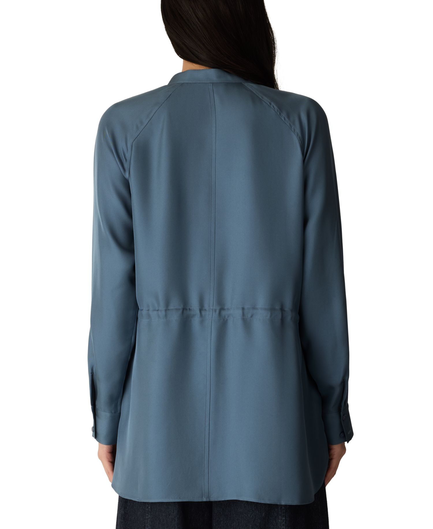 Women's Mandarin Collar Long-Sleeve Silk Blouse
