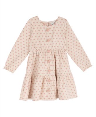Girls' 2T-6X Heart Print Long-Sleeve Dress