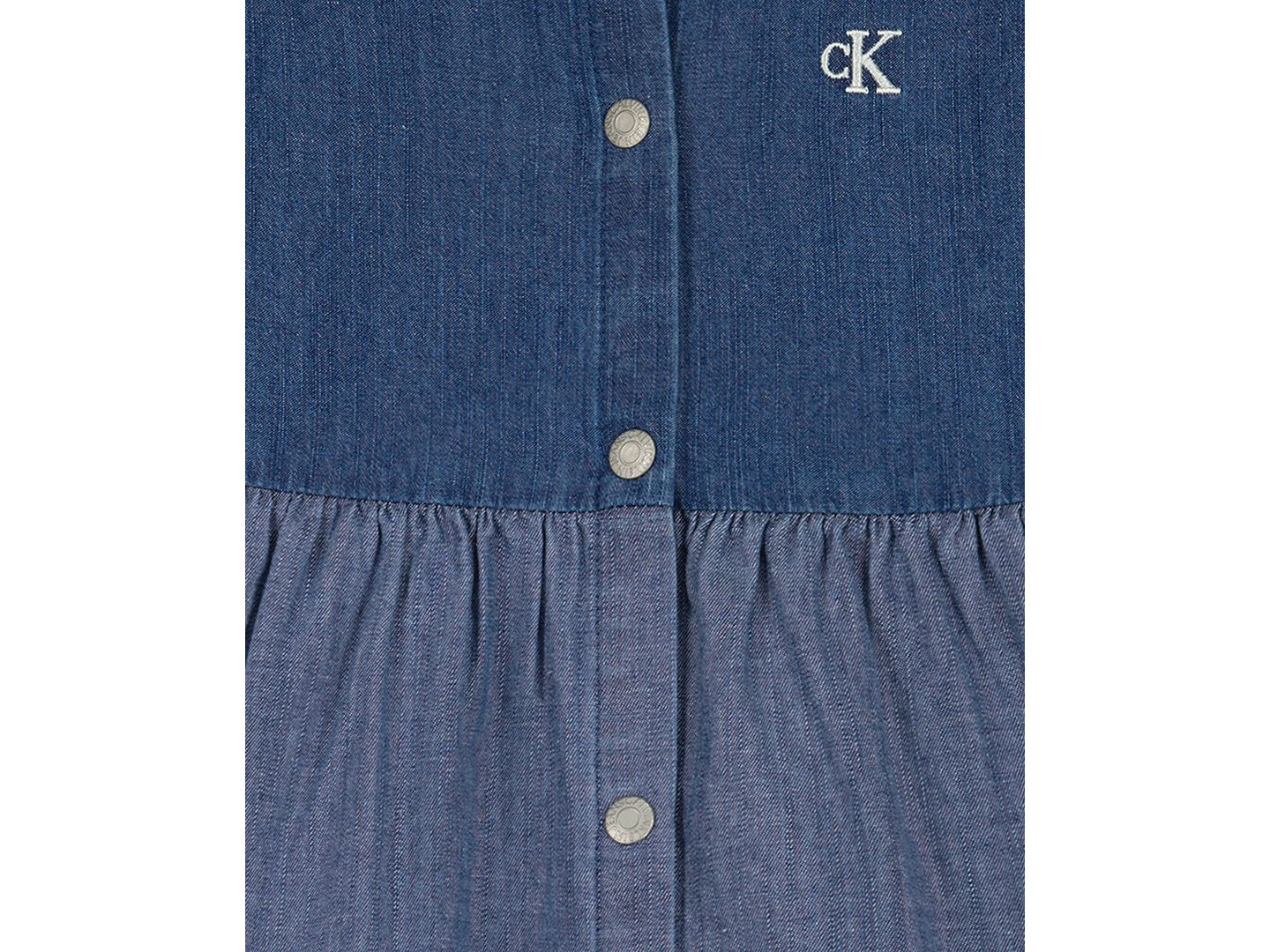 Платье Calvin Klein Collared Denim Button-Front Dress для девочек-малышей, цвет: Джинсовый — фото 4