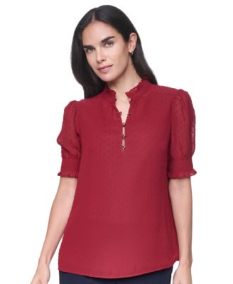 Women's Clip Dot Mock Neck Popover Top