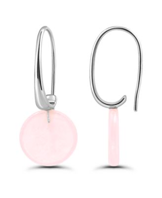 Genuine Stone Round Disc Hardwire Fishhook Drop Earrings