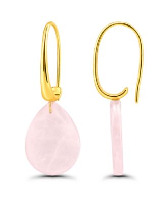 14K Gold Plated Genuine Stone Teardrop Hardwire Fishhook Drop Earrings