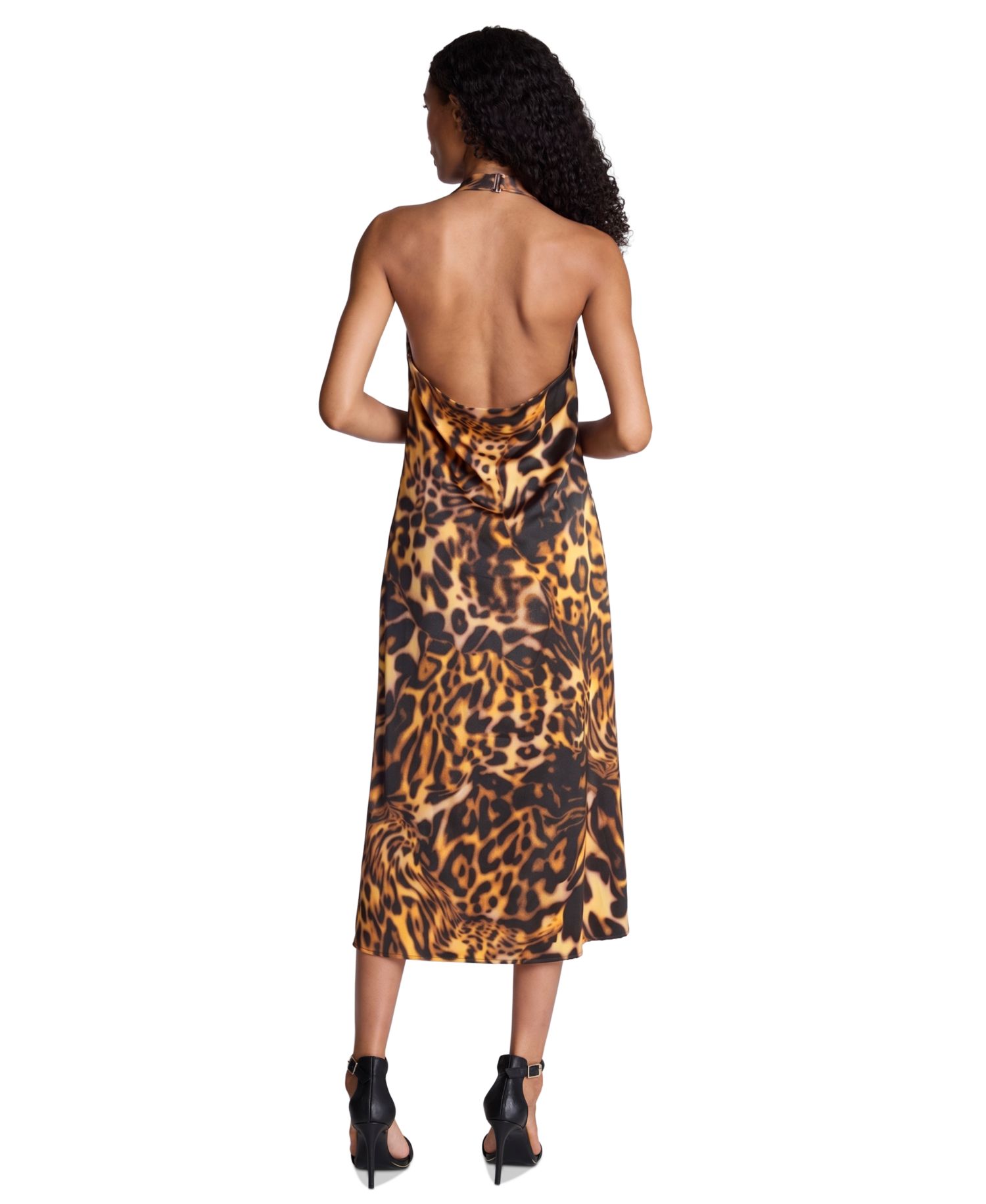 Women's Leopard-Print Halter Midi Dress