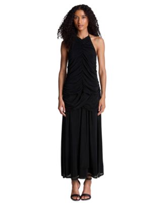 Women's Halter Ruched Open-Back Dress