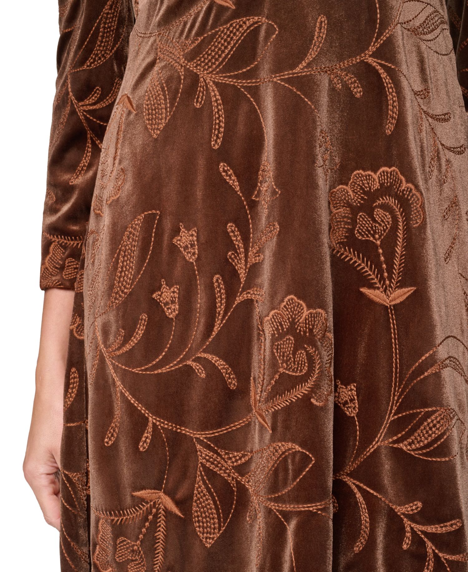 Women's Floral-Print A-Line Velvet Dress