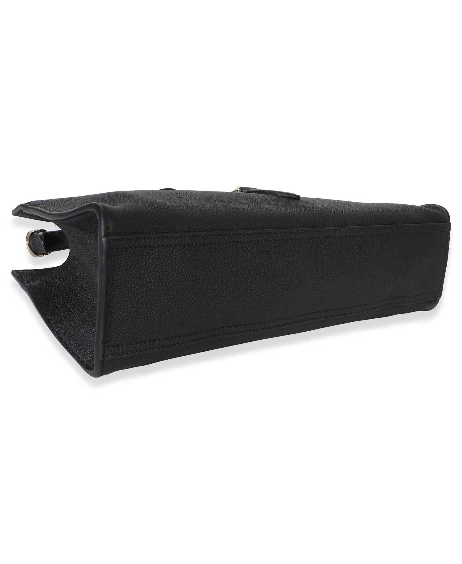 Black Pebbled Calfskin Medium Jackie Tote Bag