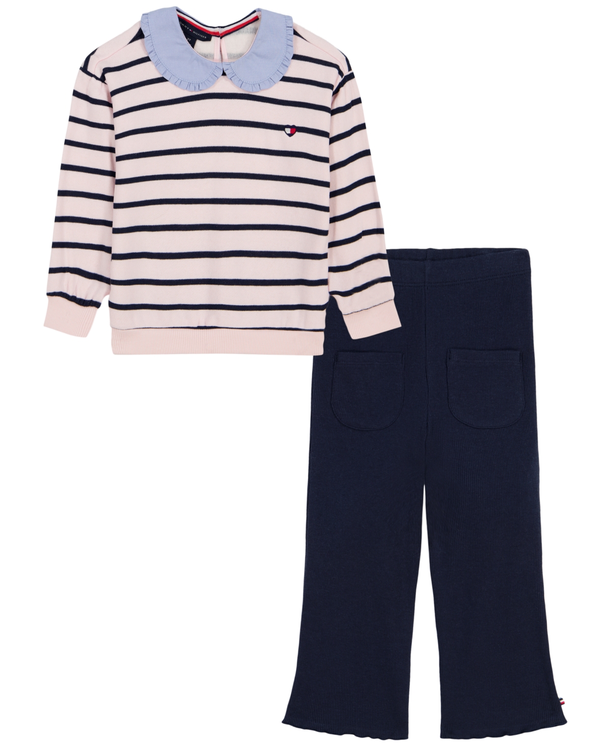 Tommy Hilfiger Kids' Girls' 2t-6x Long-sleeve Top And Pants, 2-piece Set In Multi