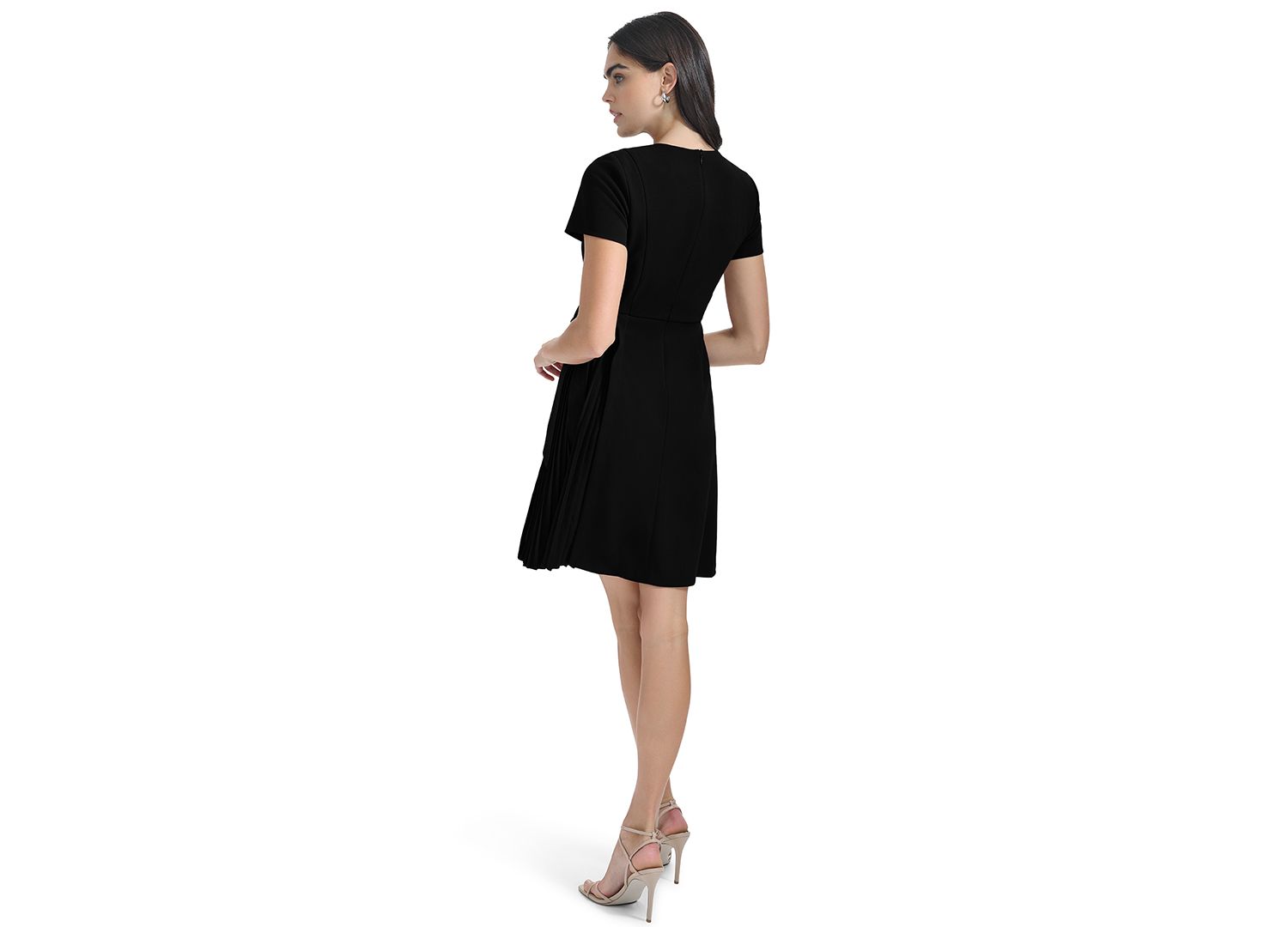 Petite Short-Sleeve Crewneck Fit & Flare Dress