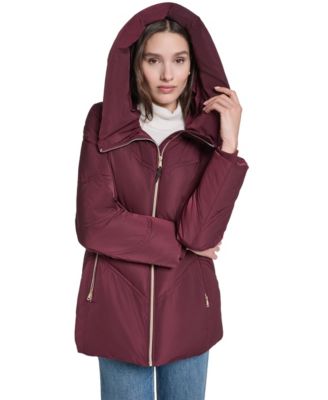 Women's Hooded Chevron-Quilted Puffer Jacket